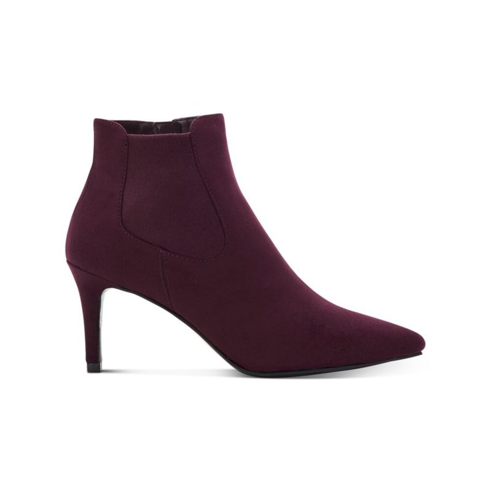 ALFANI Womens Burgundy Stretch Jacklynne Pointed Toe Stiletto Zip-Up Booties 5 M - Picture 3 of 4